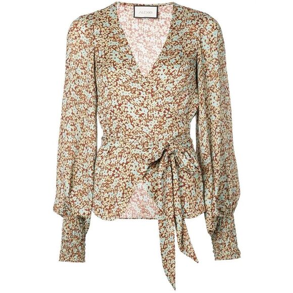 Alexis Wrap Blouse Floral Print Women's Size‎ S Balloon Sleeve - Picture 1 of 11